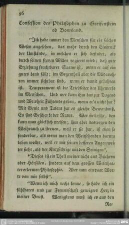 Confession des Philosophen zu Greifenstein ob Bonnland
