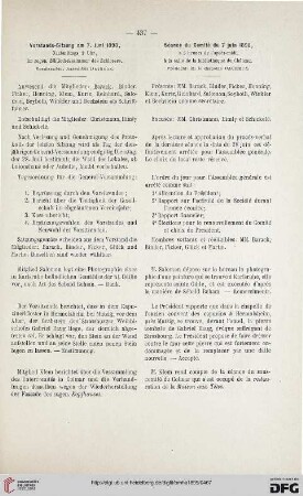 Vorstands-Sitzung am 7. Juni 1898 / Séance du Comité du 7 juin 1898