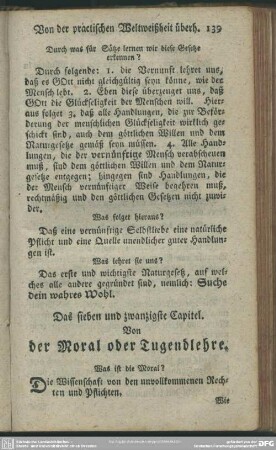 Das sieben und zwanzigste Capitel. Von der Moral oder Tugendlehre