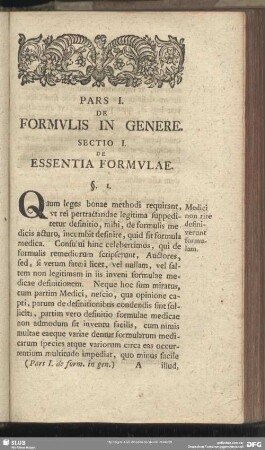 Pars I. De Formulis In Genere