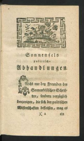 Sonnenfels politische Abhandlungen
