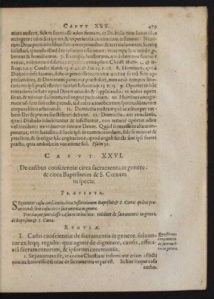 Capvt XXVI. De casibus conscientiae circa sacramenta in genere & circa Baptismum & S. Coenam in specie.