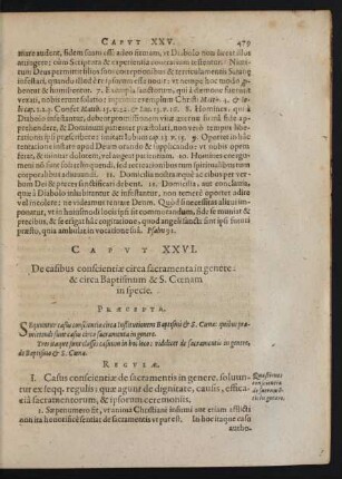 Capvt XXVI. De casibus conscientiae circa sacramenta in genere & circa Baptismum & S. Coenam in specie.