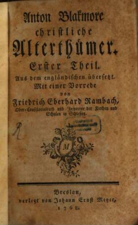Anton Blakmore christliche Alterthümer, 1