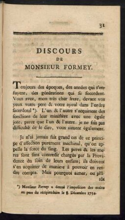 Discours de Monsieur Formey