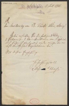 Brief an B. Schott's Söhne : 18.07.1901