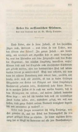 111-118 Ueber die messianischen Psalmen