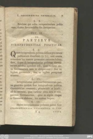 Tit. II. De Partius Iurisprudentiae Positivae.