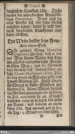 Der Wein heilet das Keuchen vortrefflich