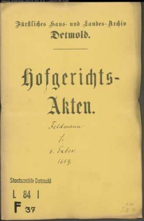 Feldmann, Gerd gegen Johann Henrich von Exters Witwe - Schuldforderung