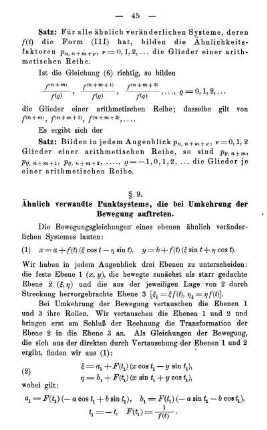 § 9. Ähnliche verwandte Punktsysteme, die bei Umkehrung der Bewegung auftreten.