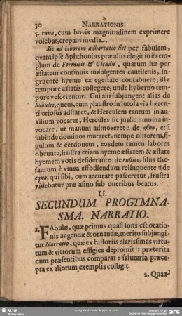 II.Secundum Progymnasma. Narratio