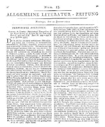 Gemeinnützige Stadt- und Land-Zeitung. [Jg. 1799-1800]. Oder Wöchentliches Lehr-, Nähr- und Hülfsblatt: moralischen, ökonom., physikalischen, polit. u. vermischten Inhalts. [Gera] 1799-1800 Teilw. u.d.T.: Thüringer Stadt- und Landzeitung. Titelzusatz wechselnd. Zählung uneinheitlich. Ersch.ort wechselnd. Ersch. wöchentl.