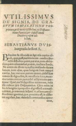 Utilissimus De Signis, De Graduum Comparationis Proprietate ...