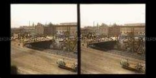 Blick auf Güterbahnhof und Markthalle von Königshütte