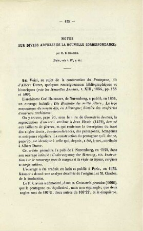 Notes sur divers articles de la nouvelle correspondance.