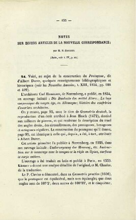 Notes sur divers articles de la nouvelle correspondance.