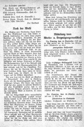 Mitteilung vom Werbe- u. Vergnügungsausschuß