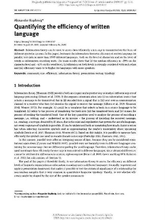 Quantifying the efficiency of written language