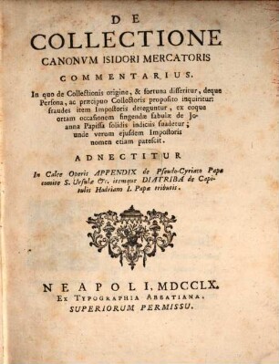 Commentarius de Collectione Canonum Isidori Mercatoris