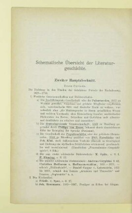 Schematische Übersicht der Literaturgeschichte