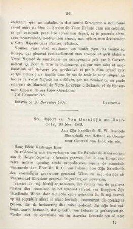 93. Rapport van Van Ijsseldijk aan Daendels, 30 Nov. 1809