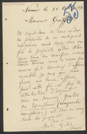 Brief an J. Graffart : 21.10.1890