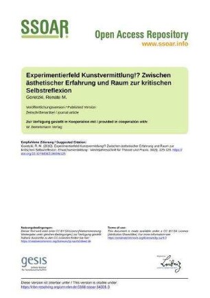 Experimentierfeld Kunstvermittlung!? Zwischen ästhetischer Erfahrung und Raum zur kritischen Selbstreflexion