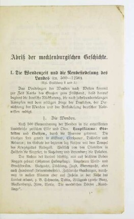 Abriß der mecklenburgischen Geschichte