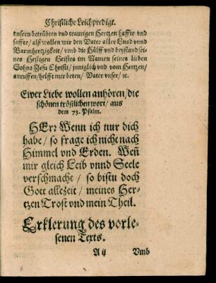 Erklerung des vorlesenen Texts.