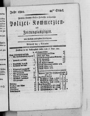 44tes Stück, Ausgabe vom 3. November 1802