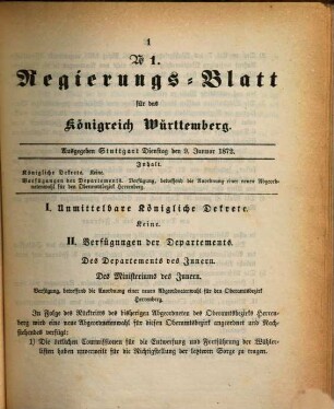 Regierungsblatt für das Königreich Württemberg. 1872