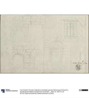 Entwürfe zu Architektur gerader Bedeckung & Entwurf zu Rundbogenarchitektur & Entwurf zur Kombination von geradem Sturz und Rundbogen