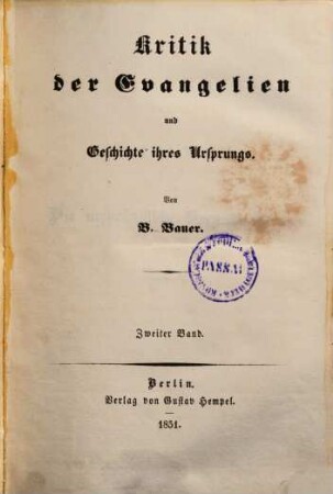 Kritik der Evangelien und Geschichte ihres Ursprungs, 2