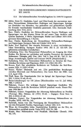 12.1 Die hohenzollerischen Herrschaftsgebiete bis 1849/50 insgesamt