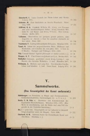 V. Sammelwerke. (Das Gesamtgebiet der Kunst umfassend.)