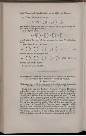 Theoretical considerations on the effect of pressure in lowering the freezing point of water.