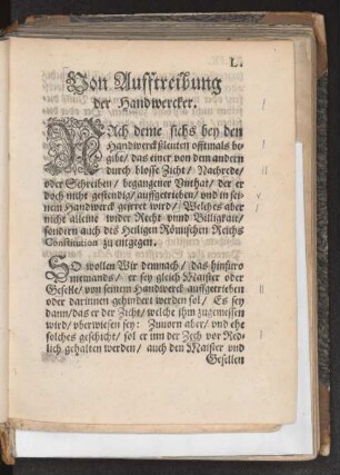 Von Aufftreibung der Handwercker.