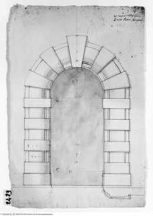 Rom, Palazzo Monte di Pietà, Aufriss eines Portals