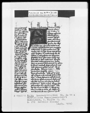Patristische Sammelhandschrift — Initiale A (nima), Folio 219 recto