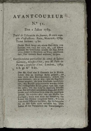 No. 51. Den 1. Julius 1789. - No. 55. Den 16. Julius 1789.
