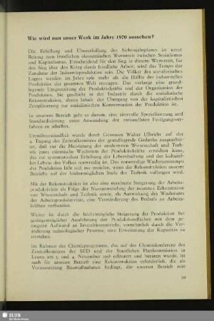 Wie wird nun unser Werk im Jahre 1970 aussehen?