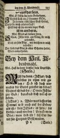 Geistreiche Gesänge bey dem H. Abendmahl.