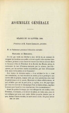 Assemblée générale séance du 28 janvier 1899.