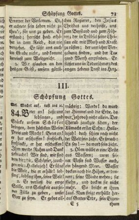 III. Schöpfung Gottes. - IV. Vorsehung und Regierung Gottes.