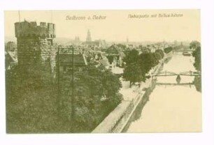 "Neckarpartie mit Bollwerksturm" - Gesamtansicht, Blick auf nördliche Altstadt