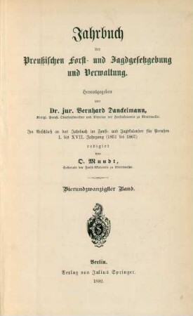 24.1892: Jahrbuch der preussischen Forst- und Jagdgesetzgebung und -Verwaltung
