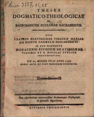 Theses dogmatico-theologicae de sacrosanctis ecclesiae sacramentis