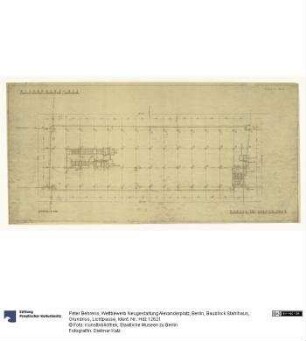 Wettbewerb Neugestaltung Alexanderplatz, Berlin, Baublock Stahlhaus, Grundriss, Lichtpause