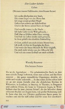 Wassilij Rosanow: Die letzten Zeiten